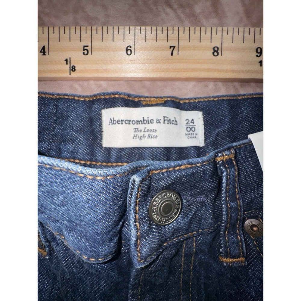 Abercrombie & Fitch Womens The Loose High Rise Dark Wash Jeans Size 24 / 00 NWT - Picture 4 of 8